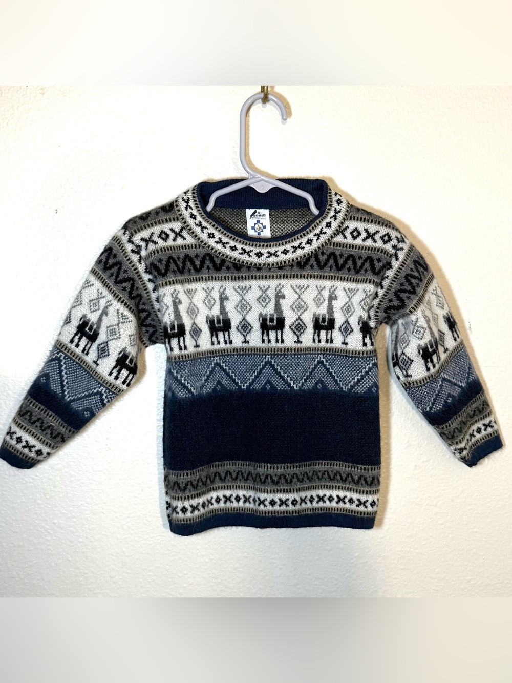 Andino Artesanias Wool Llama Ecuador Knit Crew Neck Sweater Kids Size 2